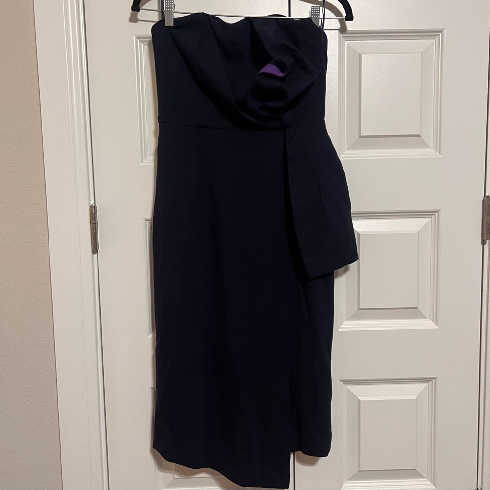 Elegant Strapless Navy Dress